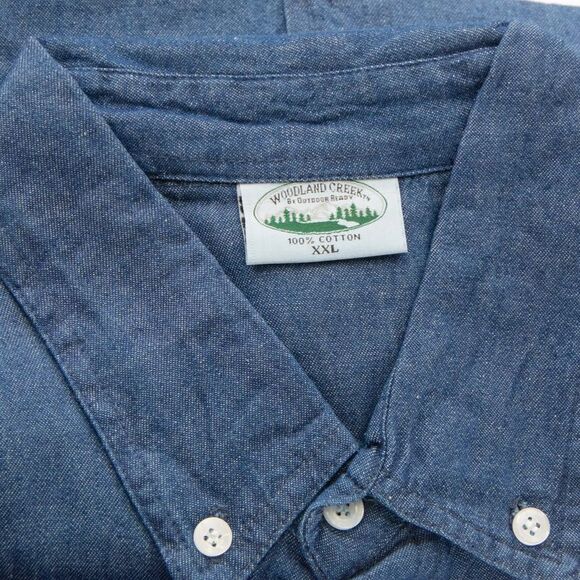 Woodland Creek Men's Denim Long Sleeve Button Down Shirt in Blue, 2XL - Picture 5 of 7